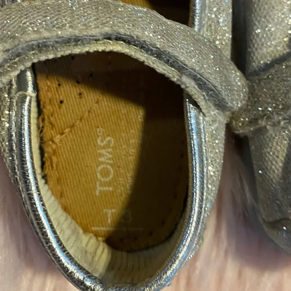 Toms Baby Girl T3 Silver Glitter Shoes